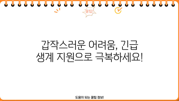 긴급 생계 지원 받으세요! 소액 대출 & 지원금 상세 정보 | 긴급 지원, 생계비, 대출 정보, 지원 자격, 신청 방법