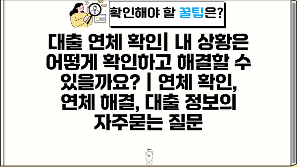 대출 연체 확인| 내 상황은 어떻게 확인하고 해결할 수 있을까요? | 연체 확인, 연체 해결, 대출 정보