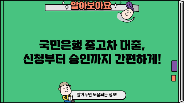 국민은행 중고차 대출 신청, 자격부터 한도까지 완벽 가이드 | 중고차 대출, 신용대출, 금리 비교