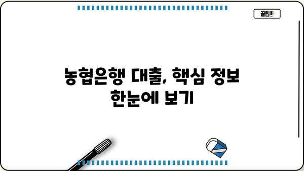 나에게 맞는 NH농협은행 대출 상품 찾기| 핵심 정보 & 추천 가이드 | 대출, 금리, 조건, 비교