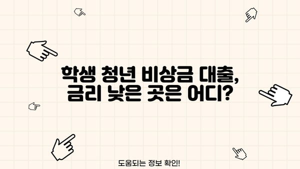 학생 청년 비상금 대출 비교| 카카오뱅크, 우리은행, 농협, 사이다뱅크 어디가 유리할까요? | 비상금, 대출, 금리, 조건, 추천