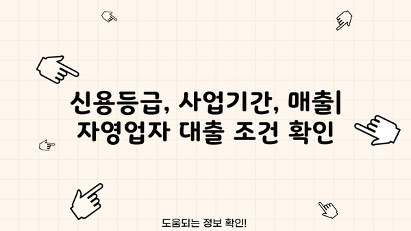 자영업자 대출 조건 완벽 정리| 신용등급, 사업기간, 매출까지 | 자영업자, 대출, 금융, 조건, 정보, 가이드