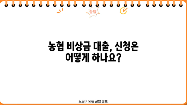 농협 비상금 대출| 필요할 때 빛나는 긴급 자금 마련 | 대출 조건, 한도, 금리, 신청 방법