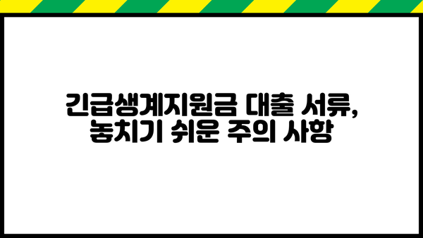 긴급생계지원금 대출 신청, 필요한 서류는 뭐죠? | 서류 목록, 준비 방법, 주의 사항