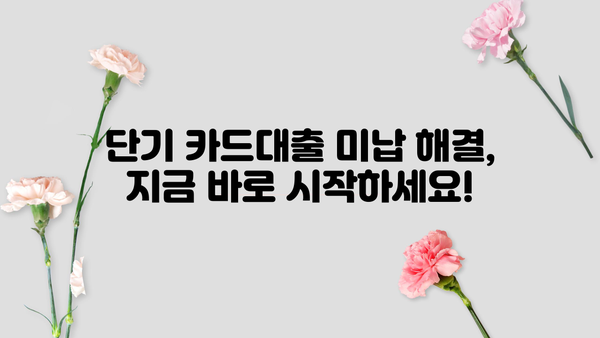 단기 카드대출 미납, 이제 걱정하지 마세요! 해결 가능한 방법 총정리 | 카드대출, 미납, 해결, 팁, 가이드