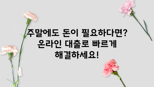 주말에도 OK! 온라인 무방문 대출 즉석 수령 완벽 가이드 | 비대면 대출, 빠른 승인, 당일 출금