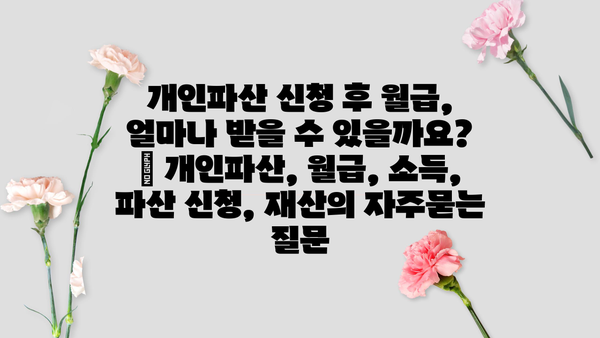 개인파산 신청 후 월급, 얼마나 받을 수 있을까요? | 개인파산, 월급, 소득, 파산 신청, 재산