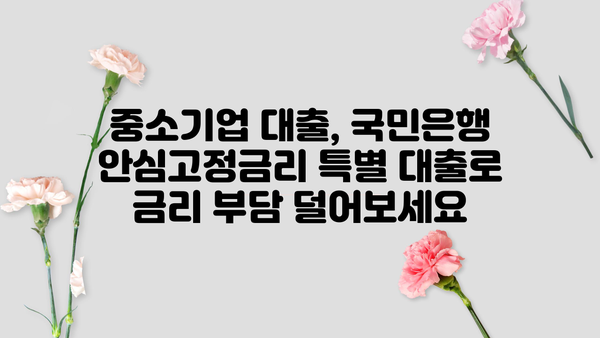 국민은행 안심고정금리 특별 대출 안내| 중소기업 대출 핵심 정보 | 중소기업, 금리, 대출, 안내, 조건