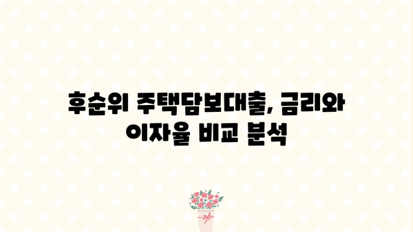 후순위주택담보대출 금리·이자·상환기간 비교 분석 | 주택담보대출, 금융 상품 비교, 대출 조건