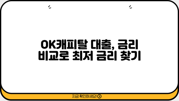 OK캐피탈 대출 상품 비교분석| 나에게 맞는 최적의 조건 찾기 | 금리 비교, 한도, 대출 신청