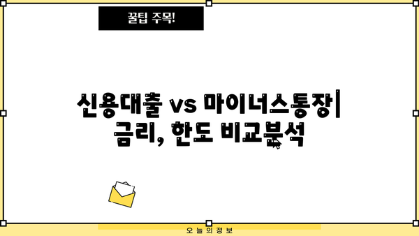 신용대출 vs 마이너스통장| 쓴 만큼 이자 내는 마이너스통장 활용법 완벽 비교 | 신용대출, 마이너스통장, 금리, 한도, 장단점, 활용법