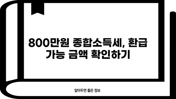 종합소득세 800만원, 내가 얼마나 돌려받을 수 있을까? | 종합소득세 계산, 환급, 절세 팁