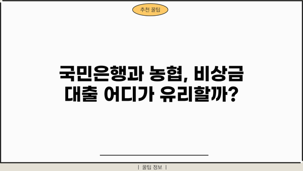 국민은행 vs 농협 비상금 대출| 2가지 차이점 비교분석 | 비상금대출, 금리 비교, 대출 조건