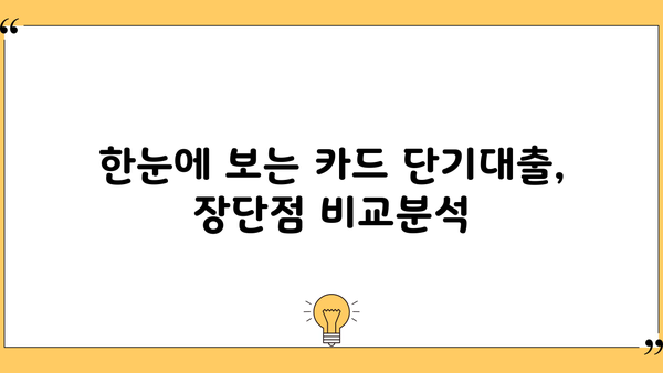 신용카드 단기대출, 꼼꼼하게 따져보세요! | 심층 분석 가이드, 비교, 주의사항