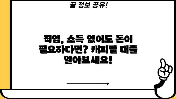 직업, 소득 없어도 대출 가능한 곳 TOP 5| 캐피탈 대출 가이드 | 무직자 대출, 소득없는 대출, 캐피탈 추천