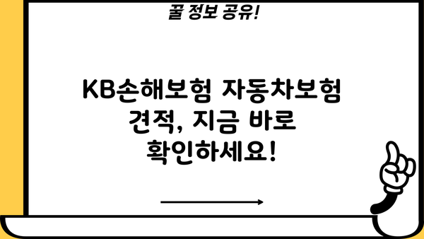 KB손해보험 자동차보험 가입 가이드| 나에게 맞는 보장 찾고, 혜택 누리세요! | 자동차보험, 보험료 비교, 보장 분석, 견적