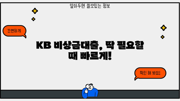 국민은행 KB 비상금대출 완벽 가이드| 조건, 한도, 최신 금리, 비대면 신청 | 비상금, 급전, 대출