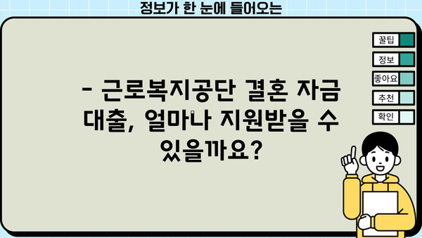결혼 자금 마련, 근로복지공단 지원으로 꿈을 이루세요! | 신청 방법, 금리, 지원 대상 상세 안내