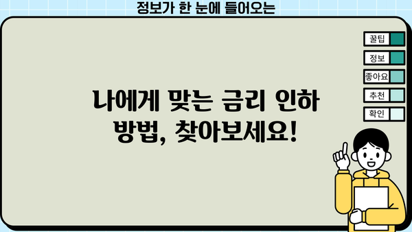 대출 금리 인하, 지금이 기회! 나에게 맞는 금리 인하 방법 찾기 | 대출 금리 비교, 금리 인하 조건, 금리 인하 신청