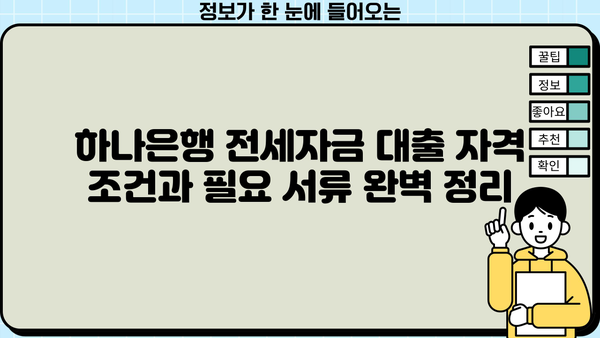 하나은행 부도임대주택 퇴거자 전세자금대출 상세 안내| 조건, 자격 요건, 필요 서류 | 부도임대, 퇴거, 전세자금, 대출, 하나은행