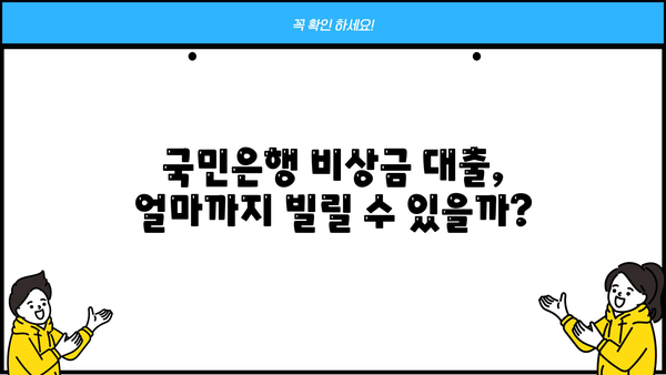 국민은행 비상금 대출, 조건과 신청 방법 완벽 가이드 | 비상금, 대출, 신용대출, 금리, 한도