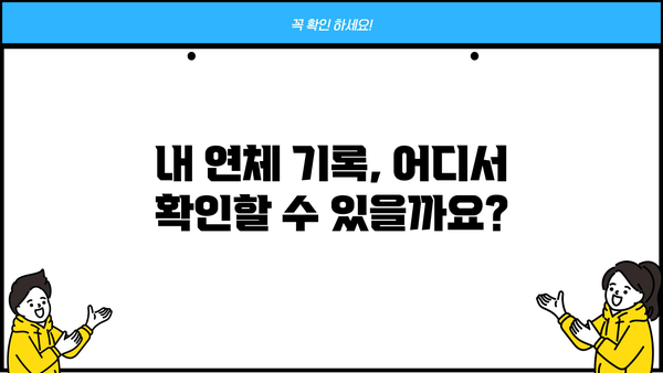 내 대출 연체 기록, 어디서 확인할 수 있을까요? | 연체 조회, 신용 정보, 대출 관리