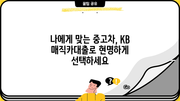 국민은행 KB 매직카대출로 중고차 구매하기| 최저금리, 한도, 리볼빙, 혜택 총정리 | 중고차 구매, 자동차 대출, 금융 정보