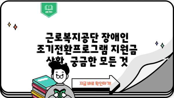 근로복지공단 장애인 조기전환프로그램 지원금, 상환은 언제까지? | 상환 기간, 조건, 주의사항