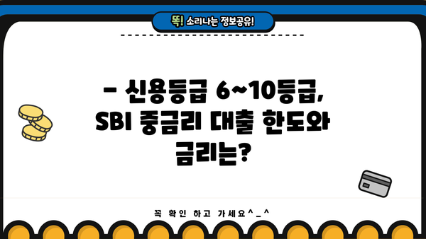 신용등급 6~10등급, SBI 중금리 대출 가능할까요? 최저신용자 대출 자격조건 완벽 분석 | SBI저축은행, 중금리대출, 신용등급