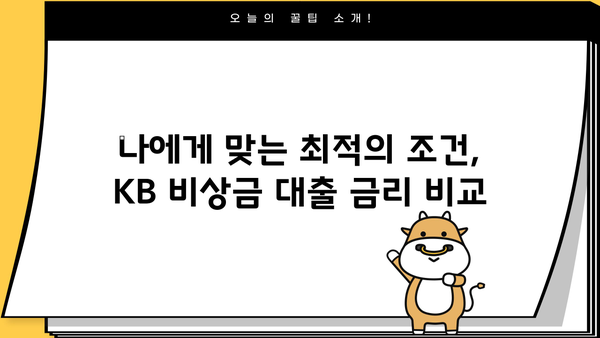 KB 비상금 대출, 급할 때 딱! | 빠른 승인, 간편한 신청, 금리 비교