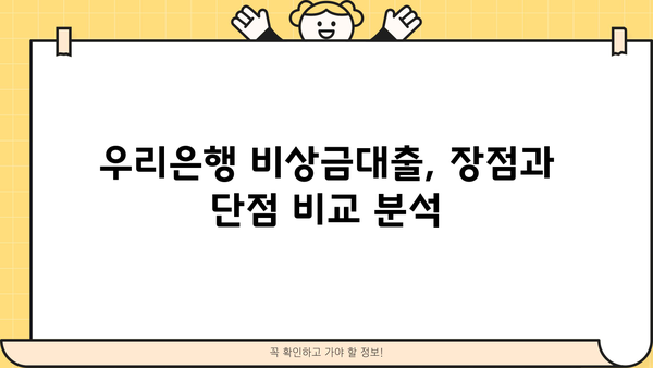 우리은행 비상금대출 신청, 꼭 필요할까요? | 비상금대출 필요성 분석, 신청 전 체크리스트