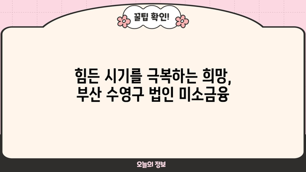 부산 수영구 법인을 위한 미소금융 지원 정보 | 사업자금, 금융 지원, 부산 수영구