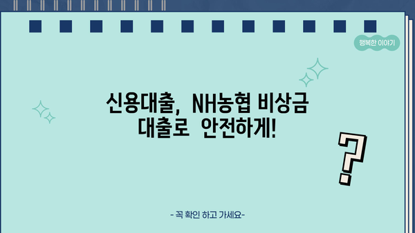 NH농협 비상금 대출| 금리, 한도, 조건 총정리 | 비상금 마련, 신용대출, 빠른 승인