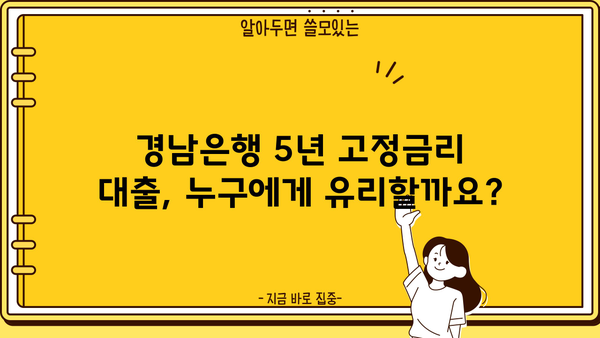 경남은행 주택담보대출 5년 고정 금리, 누가 적용받을 수 있을까요? | 주택담보대출, 조건, 금리, 부동산, 대출