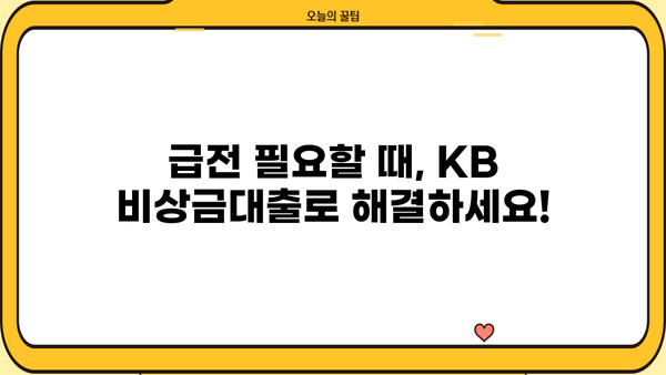 국민은행 KB 비상금대출 완벽 가이드| 조건, 한도, 최신 금리, 비대면 신청 | 비상금, 급전, 대출