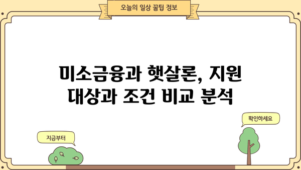 미소금융 창업 운영자금 vs 햇살론| 나에게 맞는 지원은? | 창업, 운영자금, 미소금융, 햇살론, 비교