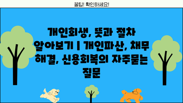 개인회생, 뜻과 절차 알아보기 | 개인파산, 채무 해결, 신용회복