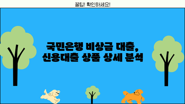 국민은행 비상금 대출, 금리와 조건 한눈에 확인! | 비상금 마련, 신용대출, 금리 비교