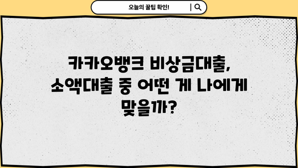 카카오뱅크 모바일 비상금대출 vs 소액상품| 나에게 맞는 선택은? | 비상금, 소액대출, 금리 비교, 신용대출