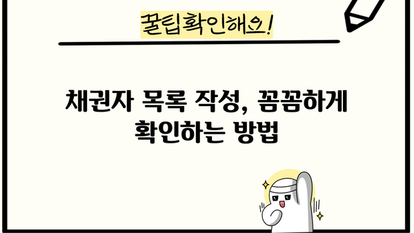 개인회생 채권자목록 작성 완벽 가이드 | 개인회생 신청, 채권자 목록 작성 방법, 채무자 재산, 법률 정보