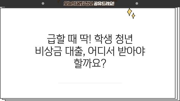 학생 청년 비상금 대출 비교| 카카오뱅크, 우리은행, 농협, 사이다뱅크 어디가 유리할까요? | 비상금, 대출, 금리, 조건, 추천