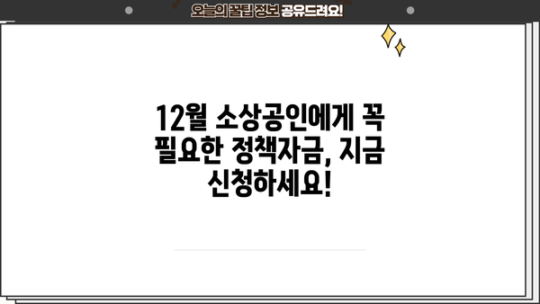 12월 소상공인 대출 정책자금 신청 완벽 가이드| 지원 대상부터 신청 방법까지 | 소상공인 지원, 사업자 대출, 정책 자금