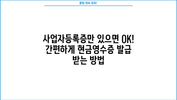 개인사업자 현금영수증 간편 등록 가이드 | 현금영수증 발급, 사업자등록증, 홈택스, 국세청