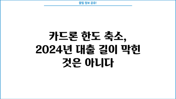 카드 단기대출 한도 조정, 신용대출 불가 2024년 대출 길은 막혔을까? | 카드론, 대출, 금융, 신용대출, 한도조정