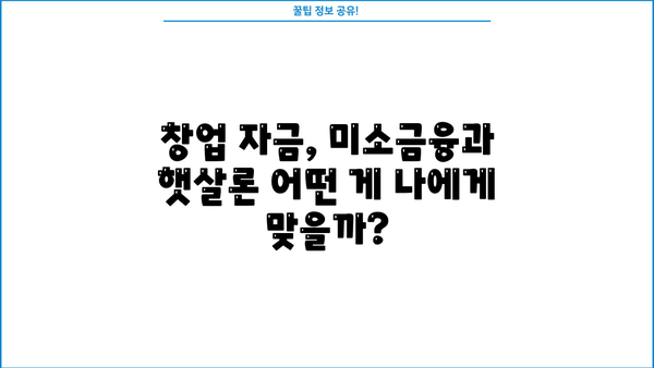 미소금융 창업 운영자금 vs 햇살론| 나에게 맞는 지원은? | 창업, 운영자금, 미소금융, 햇살론, 비교