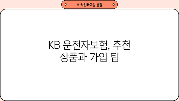 KB 운전자보험 가입 전 꼭 알아야 할 핵심 정보 | 보장 범위, 비교, 추천