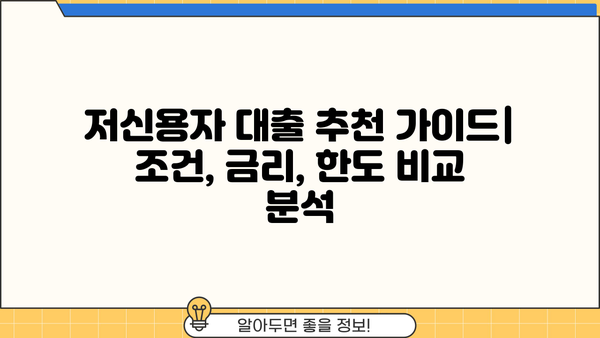 저신용자 대출 BEST 3| 2023년 믿을 수 있는 선택 | 저신용자, 대출, 금리 비교, 추천, 가이드