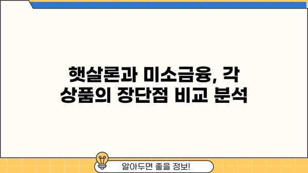 미소금융 창업 운영자금, 햇살론과 어떻게 다를까요? | 창업 자금, 소상공인 지원, 금융 상품 비교