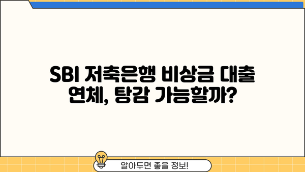 SBI 저축은행 비상금 대출 연체 시 이자 및 원금 탕감 가능할까요? | 연체 대출, 탕감 제도, 상환 방법, 해결 방안