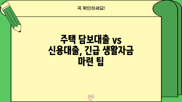 긴급생활자금 마련, 신용·소득 상관없이 주택담보대출 가능할까요? | 긴급생활자금, 주택담보대출, 신용대출, 소득, 대출 조건